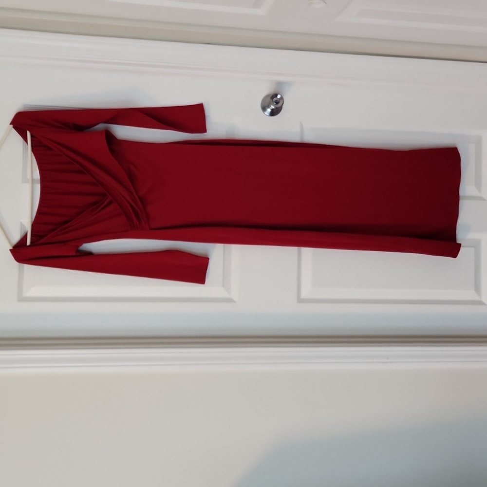 Shein Off the shoulder long sleeve criss-cross v-neck dress